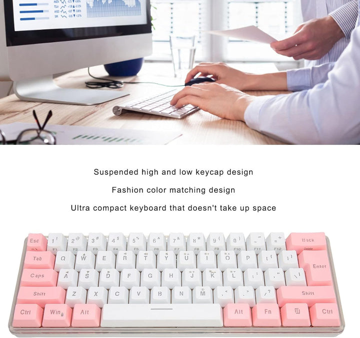 60% Kabelgebundene Gaming-Tastatur, 61 Tasten RGB-Tastatur für PC, Kabelgebundene Kompakte PC-Tastat