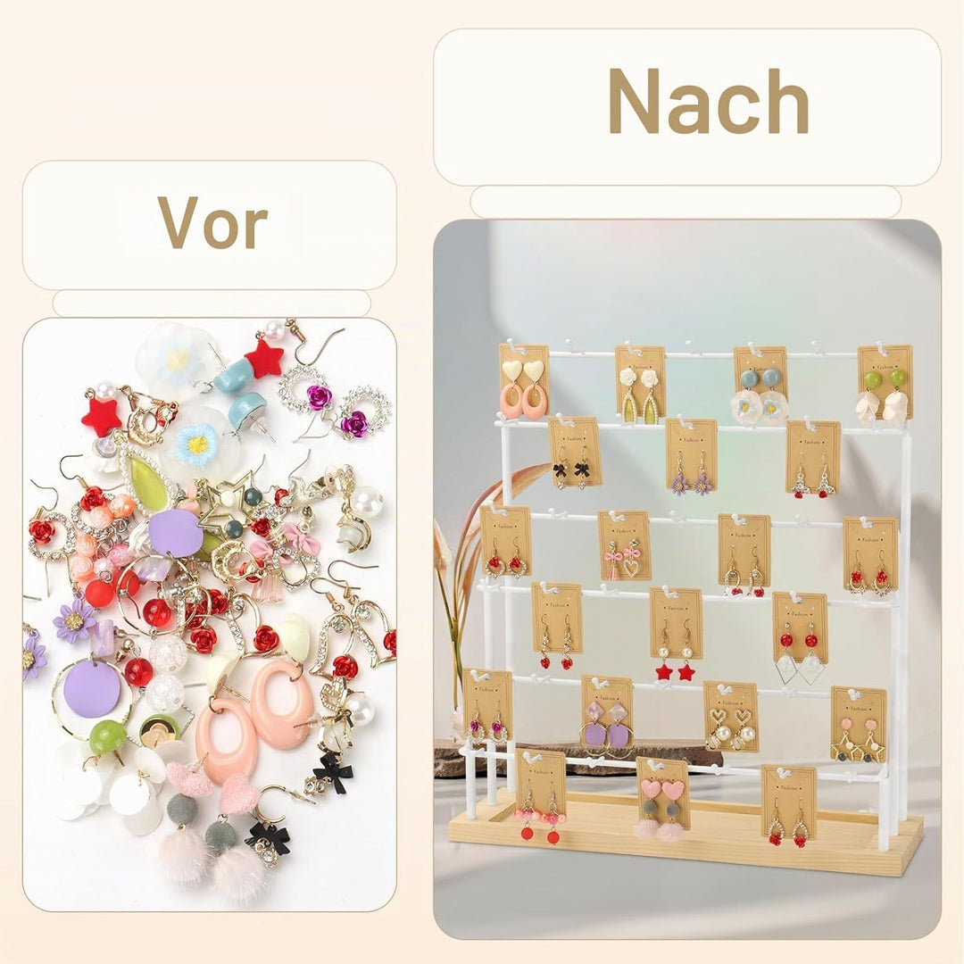 Ohrring-Display für Händler, 6 Etagen, 42 Haken, Holz, Ohrring-Präsentationsständer für Ohrringe, Ha