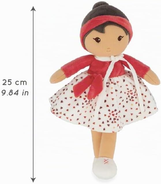 KALOO – Tendresse – Meine 1. Stoffpuppe Emilie – 25 cm grosse Stoffpuppe – Rock aus Microsamt und ro