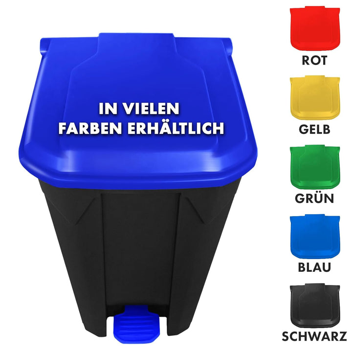 Floordirekt Mülleimer 80 Liter, Blauer Deckel, Abfalleimer für Küche und Büro, Mülltrennsystem, Tret
