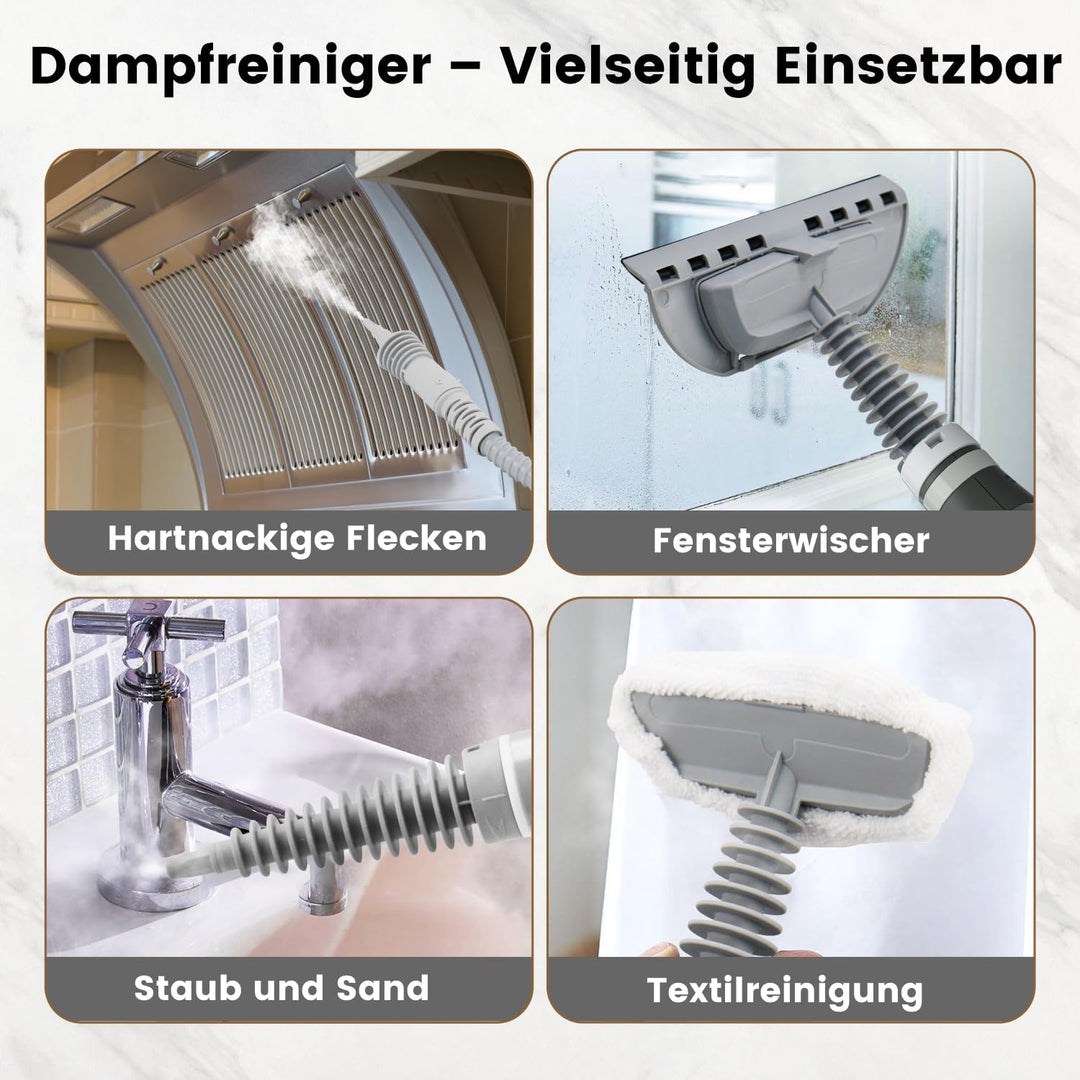 SUPERLEX Dampfreiniger Handgerät 1050W Handdampfreiniger mit 350ML Wassertank 180° Drehbare Düse Hoc