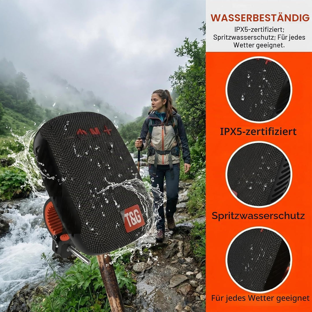 T&amp;G Tragbarer Bluetooth-Fahrrad-Lautsprecher: wasserdichter kabelloser Mini-Lautsprecher mit Fahrrad