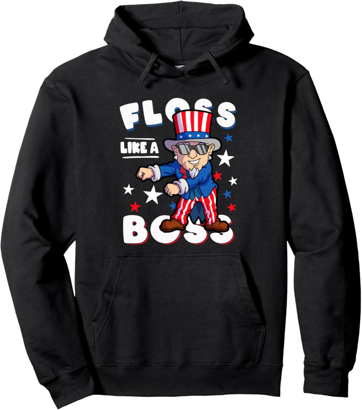 Onkel Sam Floss Wie ein Boss 4. Juli Lustiger Tanz Boy Kids Pullover Hoodie