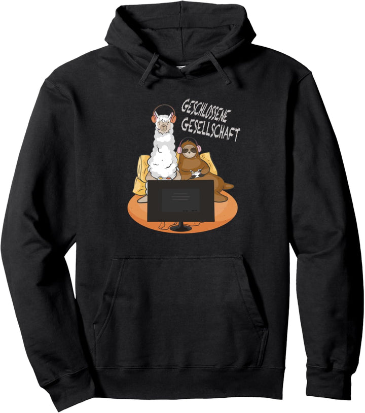 Gamer Lama und Faultier Pullover Hoodie