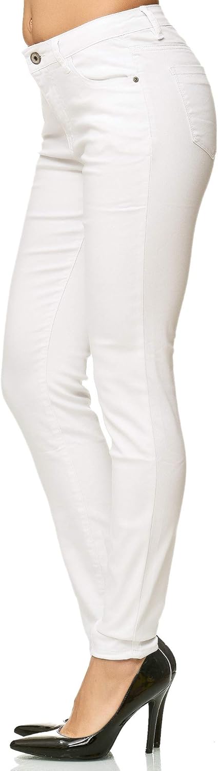 Elara Damen Hose Skinny Stretch Jeans 3 Längen Chunkyrayan 44W / 30L Weiss Elara, 44W / 30L Weiss El