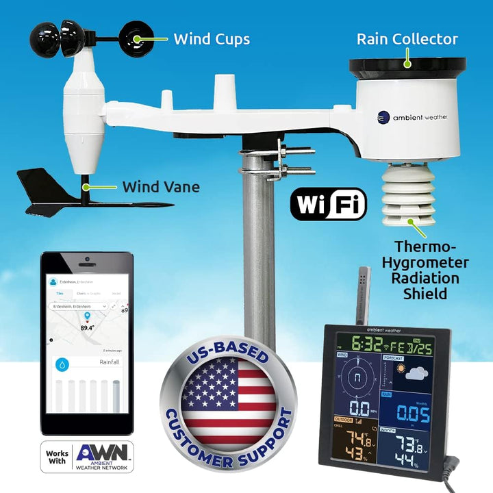 Ambient Weather WS-1965 WiFi Wetterstation mit Fernüberwachung und Ambient Weather Netzwerkzugriff,