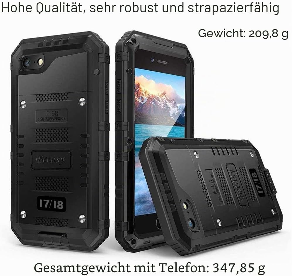Beeasy für iPhone 8/7 Hülle, iPhone SE 2020/2022 Hülle Wasserdicht Outdoor Stossfest Handyhülle Mili