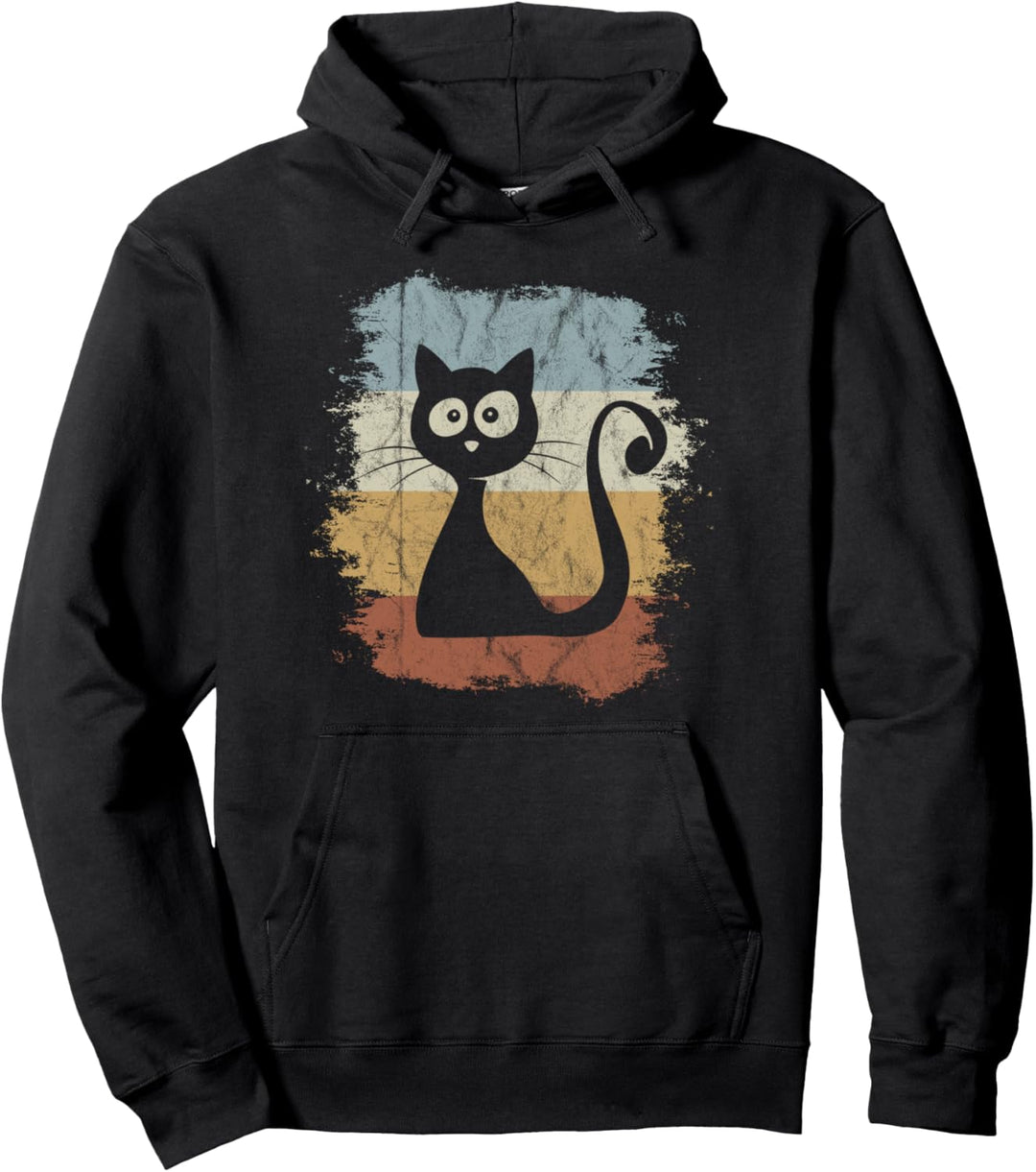 Funky Vintage Retro Katzen Silhouette Pullover Hoodie