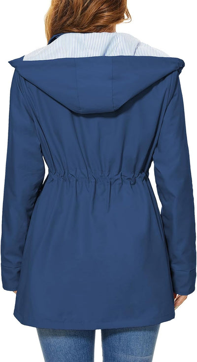 PONCEAU Damen Wasserdicht Regenjacke Regenmantel Mit Kapuze Windbreaker Jacke für Frauen Leicht Outd