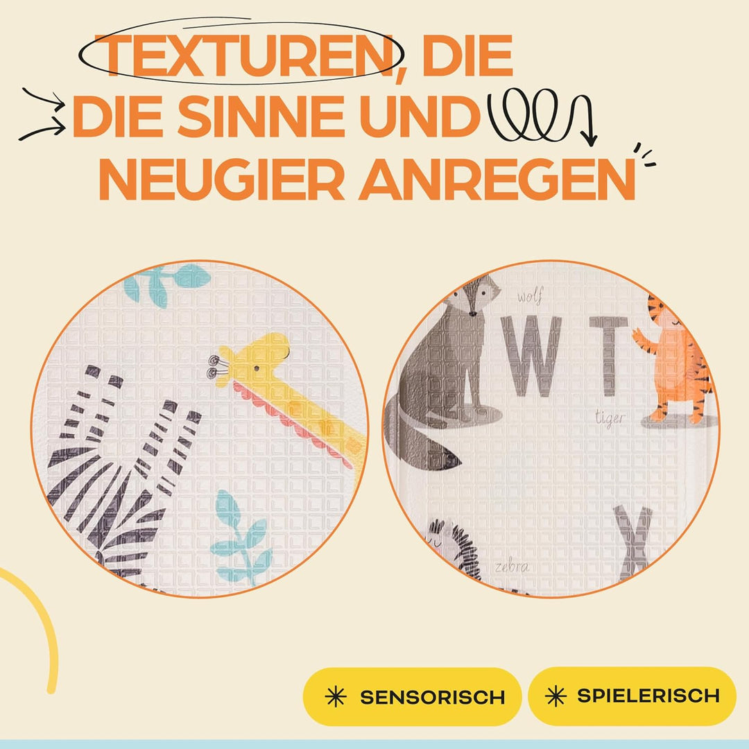Baby-Spielmatte, faltbar, sensorisch, wasserdicht, ungiftig, wendbar. Vielseitige Matte, perfekt zum