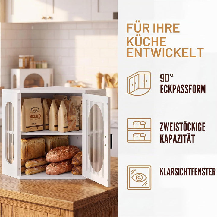 Ecke Brotkasten Holz Gross Botkorb für die Küche Brotdose Zwei Ebenen Brot Aufbewahrungsbox Verstell