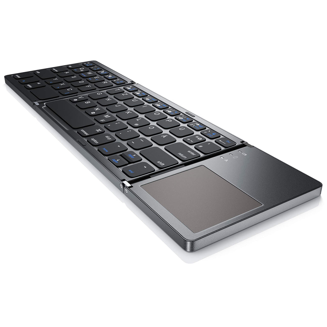 CSL - Bluetooth Tastatur klappbar mit Touchpad für PC Smartphone oder Tablet - faltbares Keyboard im