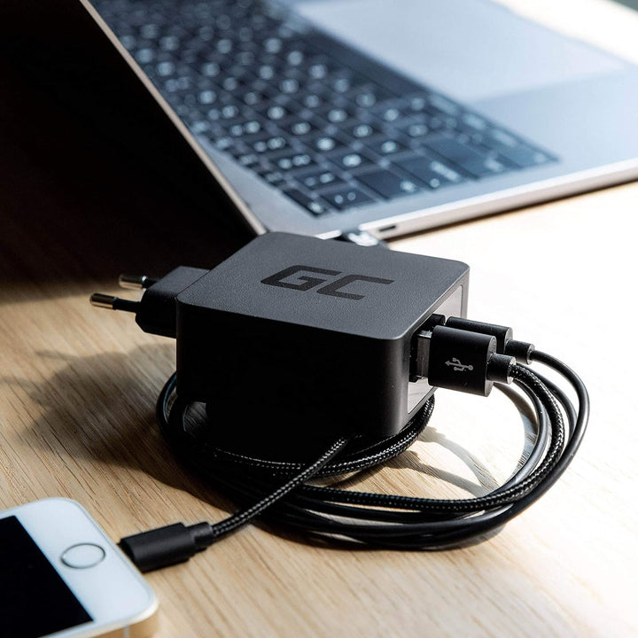Green Cell 45W USB-C PD Ladegerät mit USB-C Kabel und zusätzlichem USB-Anschluss Netzteil für Apple