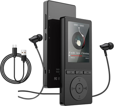 MP3 Player Bluetooth 5.0, 32GB MP3-Player, 2,4 Zoll Farbbildschirm,mp3 Player mit Kopfhörer,FM-Radio