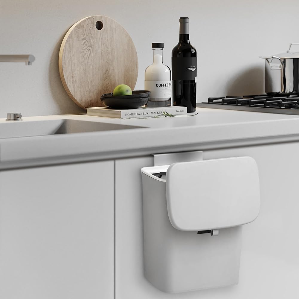 Komposteimer für Küche – 9 l Mülleimer für Theke oder unter der Spüle, kleiner Abfalleimer zum Aufhä