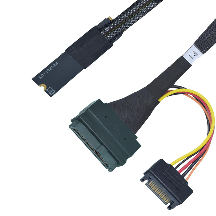 PCIe Gen5 M.2 to U.2 Adapter, M.2 to SFF-8639 U.2 NVMe SSD Kabel mit 15Pin SATA, 50cm