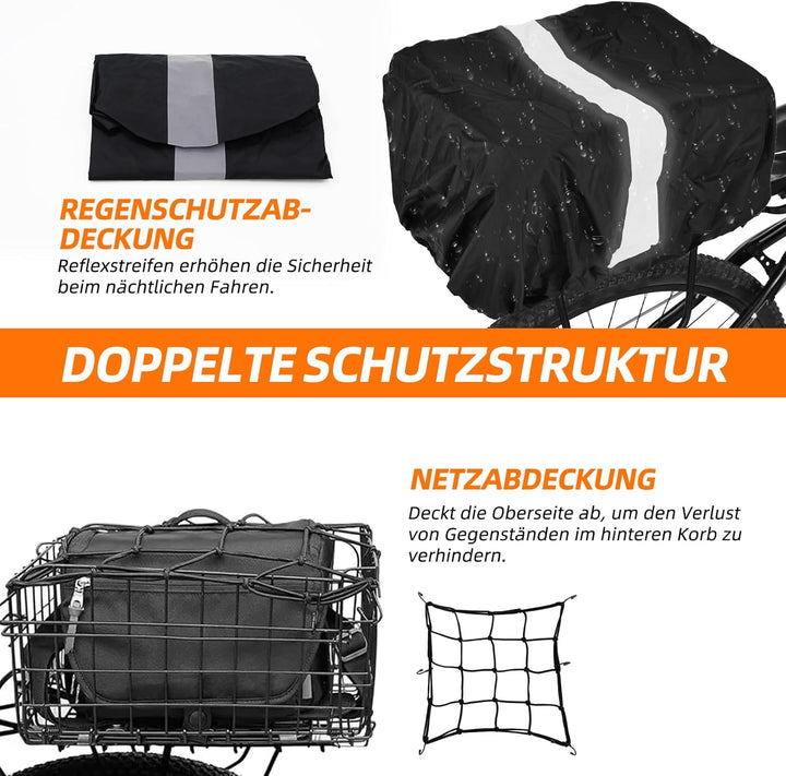 Fahrradkorb. Unisex-Fahrradkorb, hinten montierbar, abnehmbar, grosses Fassungsvermögen, geeignet fü