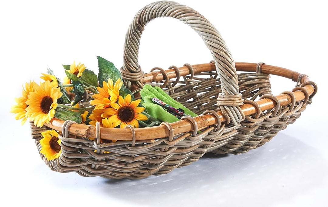 Kobolo Erntekorb Rattankorb Henkelkorb Korb - geflochtenes Rattan - kubu grey
