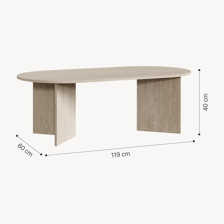 [en.casa] Couchtisch Kynd Wohnzimmertisch 119 x 60 x 40 cm Sofatisch Beistelltisch mit ovaler Tischp