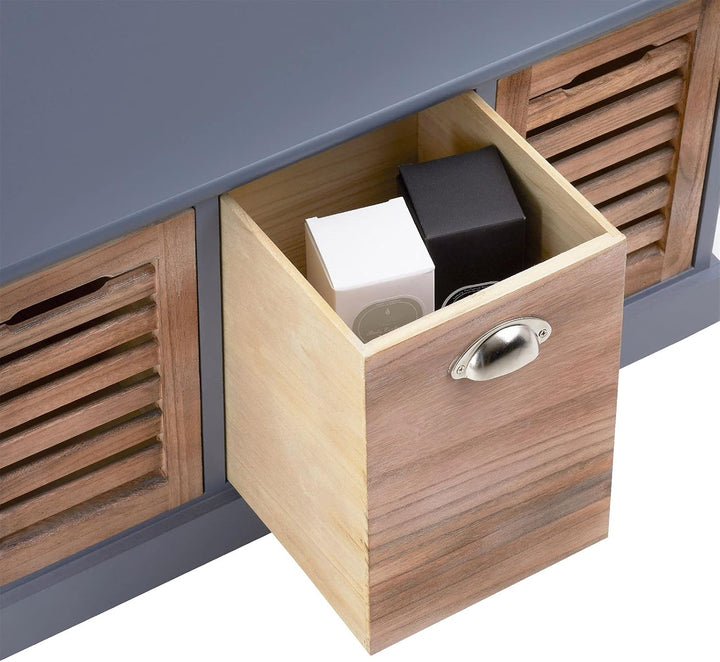 CARO-Möbel Sitzbank TRIENT im Vintage Look grau/Natur Garderobenbank Sitztruhe mit 3 Schubkästen, Sh