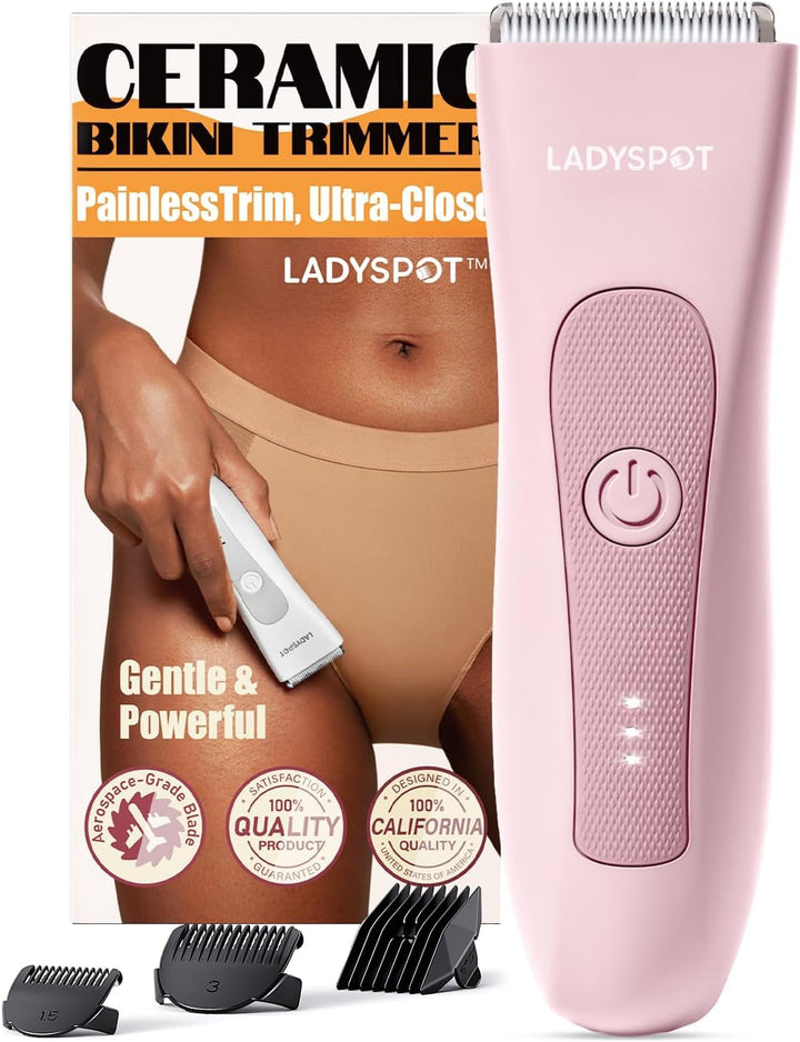 Intimrasierer für Frauen, Bikini-Trimmer mit 3 Keramikklingenköpfen Rosa, Rosa