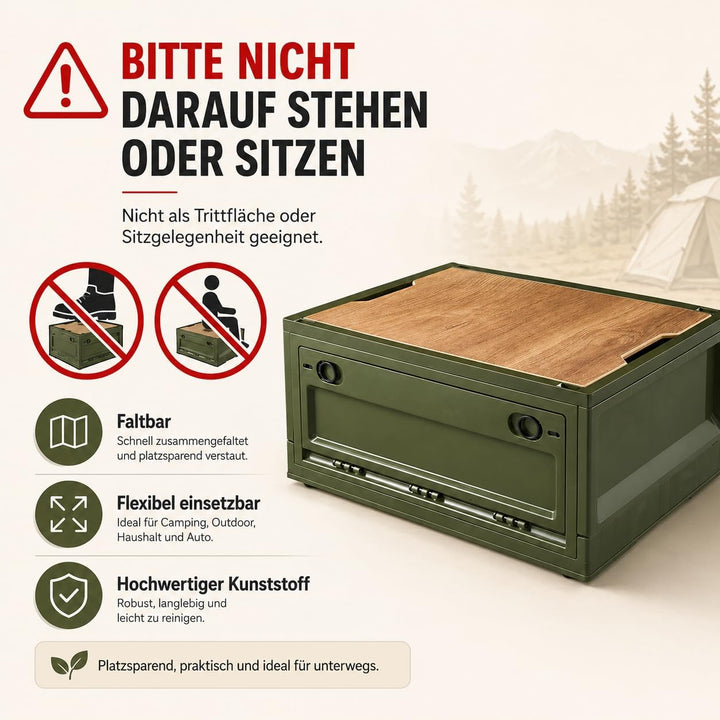 RMAN Aufbewahrungsbox mit Deckel 35L Campingbox für Auto Kofferraum Organize Auto Faltbox mit 4 Roll