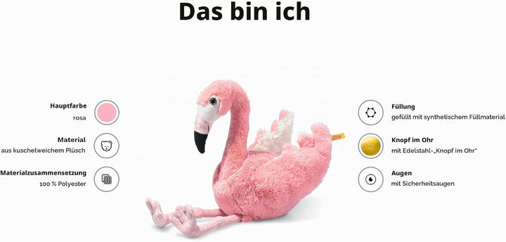 Steiff 063992 Soft Cuddly Friends Jill Flamingo, Bridal Rose, 30cm