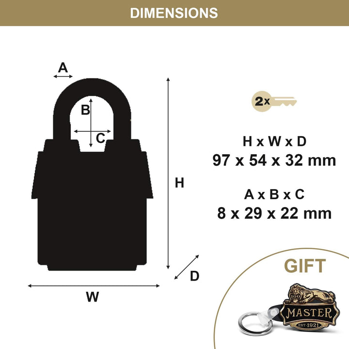 Master Lock 1921EURDCC Höhersicherheits Vorhängeschloss mit 100-jähirgem Logo gedruckt, Schwarz, 97