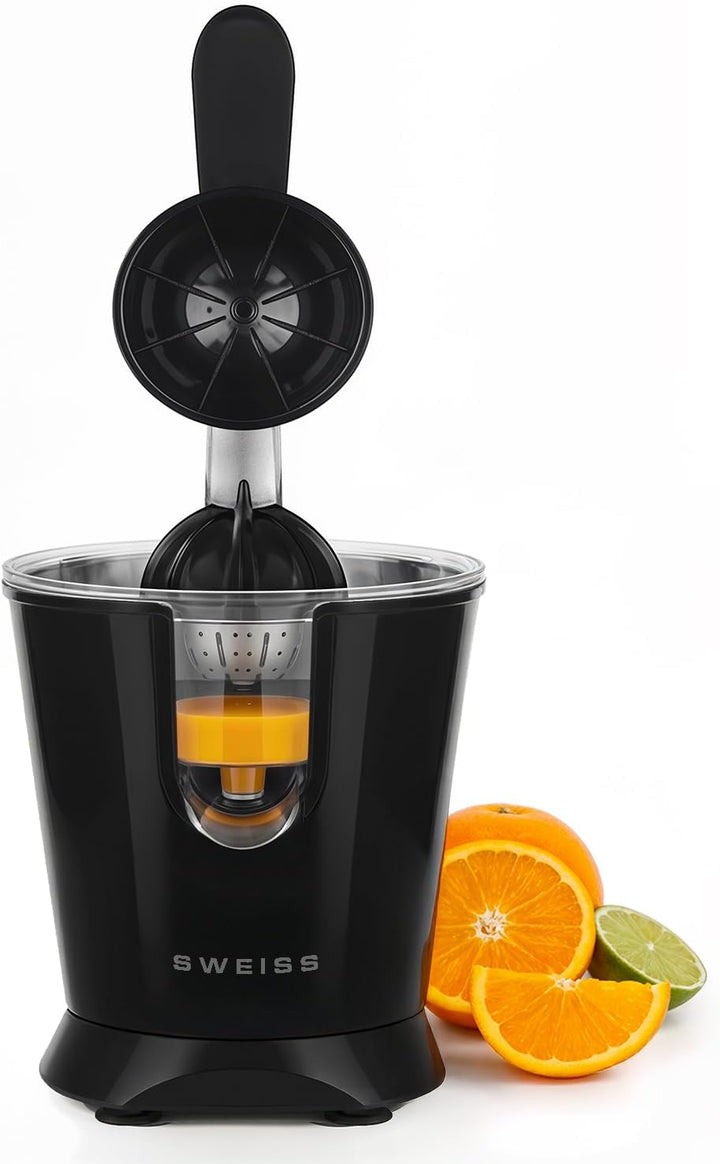 SWEISS ZEST9 Elektrische Zitruspresse, professionell, tropffreier Ausgiesser, spülmaschinenfest, lei