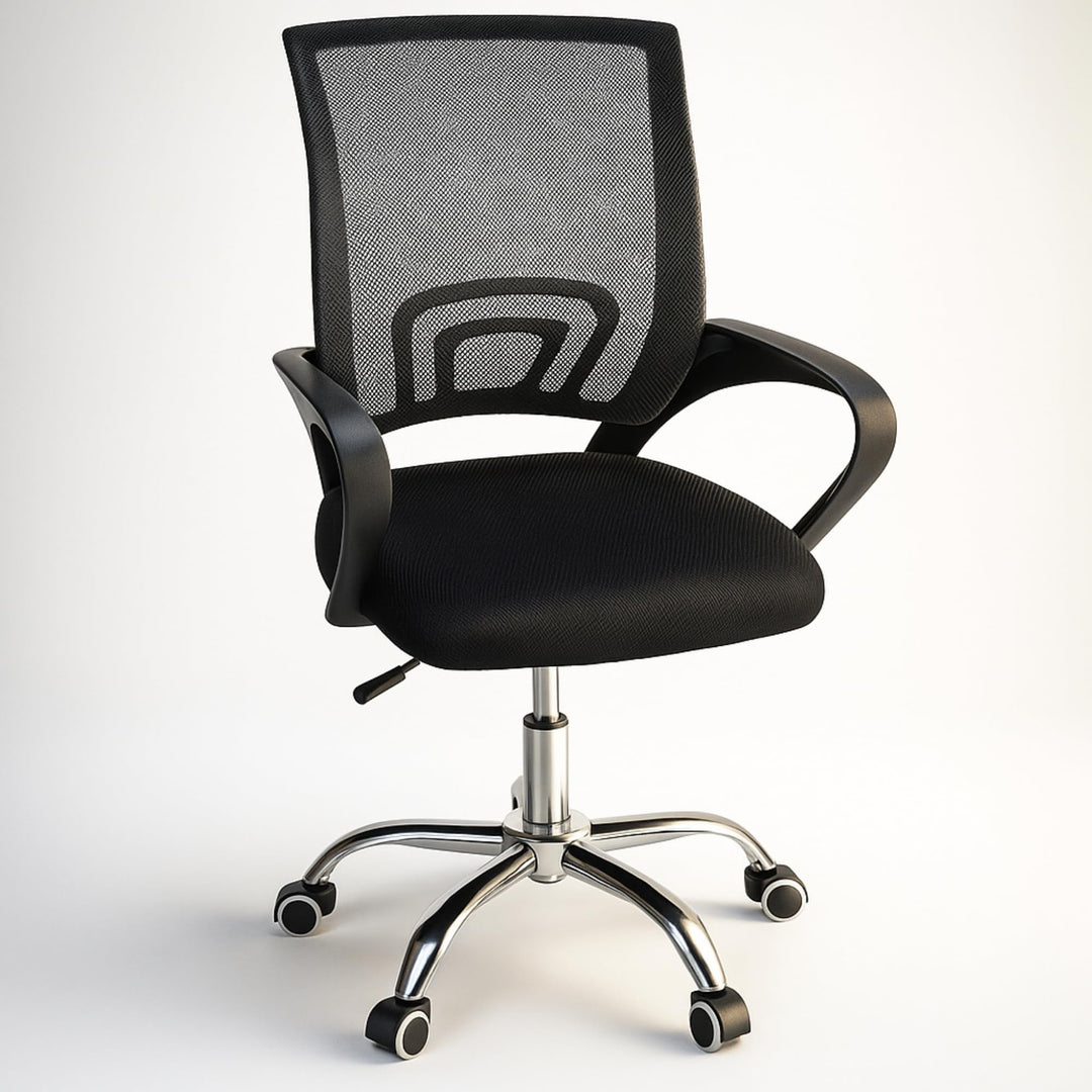 SPRINGOS Drehstuhl Bürostuhl verstellbar mit Mikroschnellgewebe, ergonomischer Lendenstütze, chromie