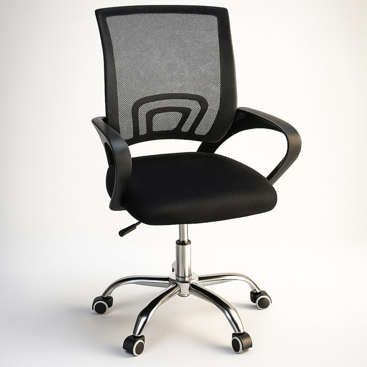 SPRINGOS Drehstuhl Bürostuhl verstellbar mit Mikroschnellgewebe, ergonomischer Lendenstütze, chromie