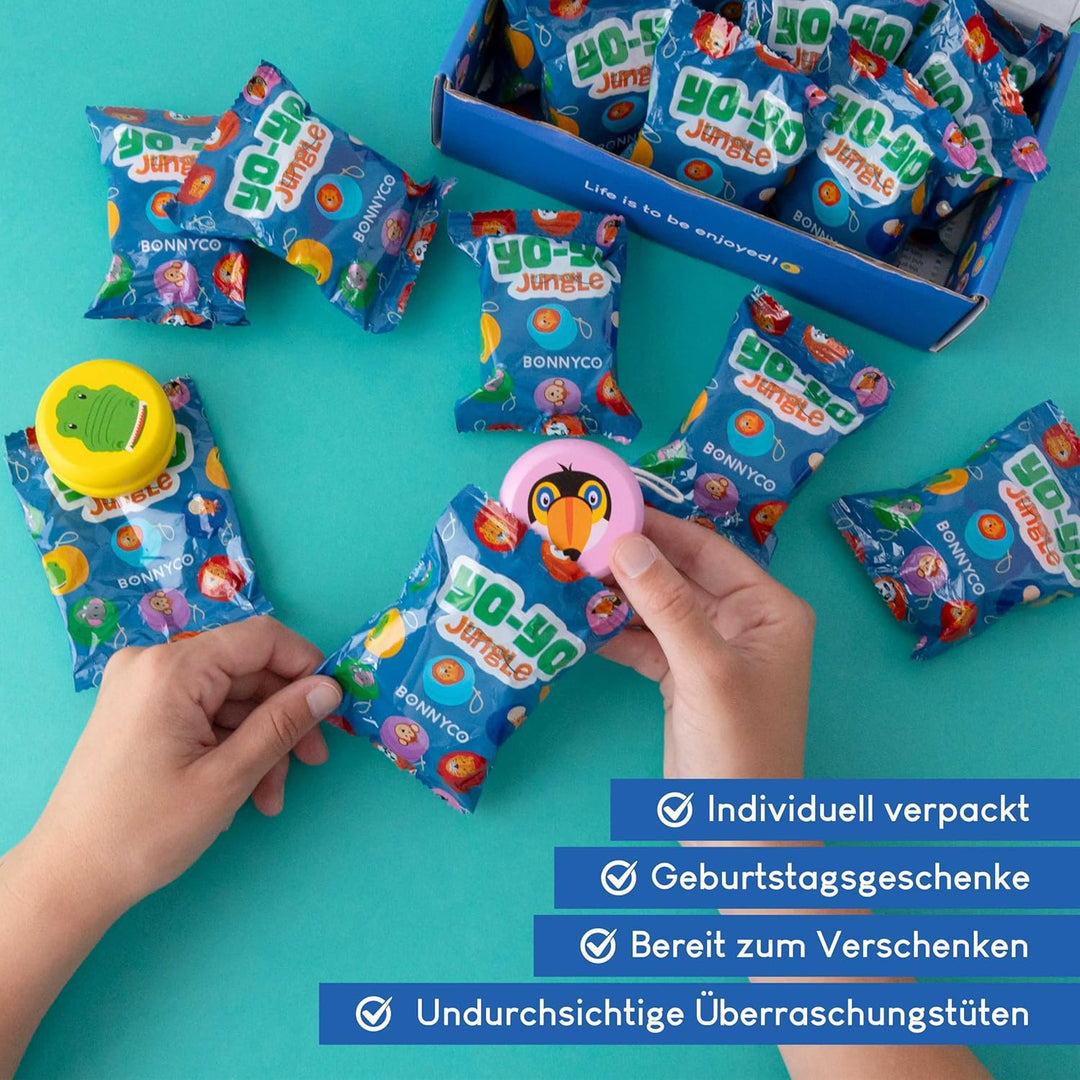 BONNYCO JoJo Kinder Mitgebsel Kindergeburtstag Gastgeschenke Tiere 16 Stück. JoJo Holz, Kleine Gesch