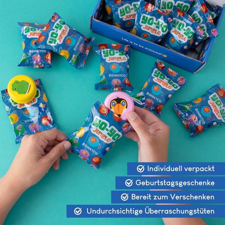 BONNYCO JoJo Kinder Mitgebsel Kindergeburtstag Gastgeschenke Tiere 16 Stück. JoJo Holz, Kleine Gesch