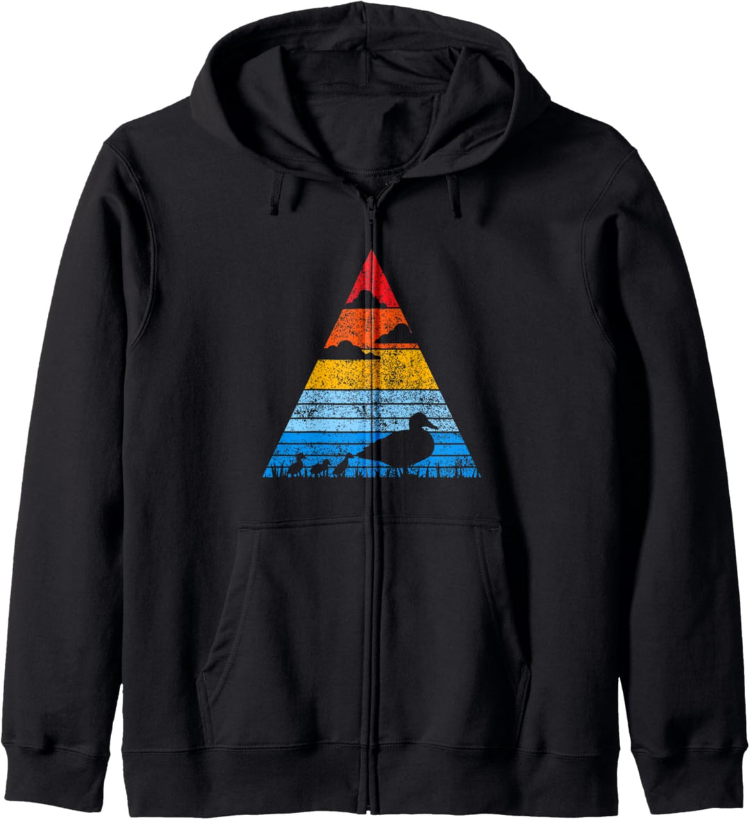 Enten im Vintage-Stil, Retro-Motiv, Erpel, Ente, Sonnenuntergang Kapuzenjacke