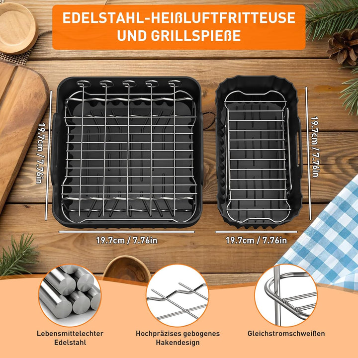 12 Stück Airfryer Zubehör für Philips Airfryer Dual Basket 3000/5000-Serie 6L/3L,Heissluftfritteuse