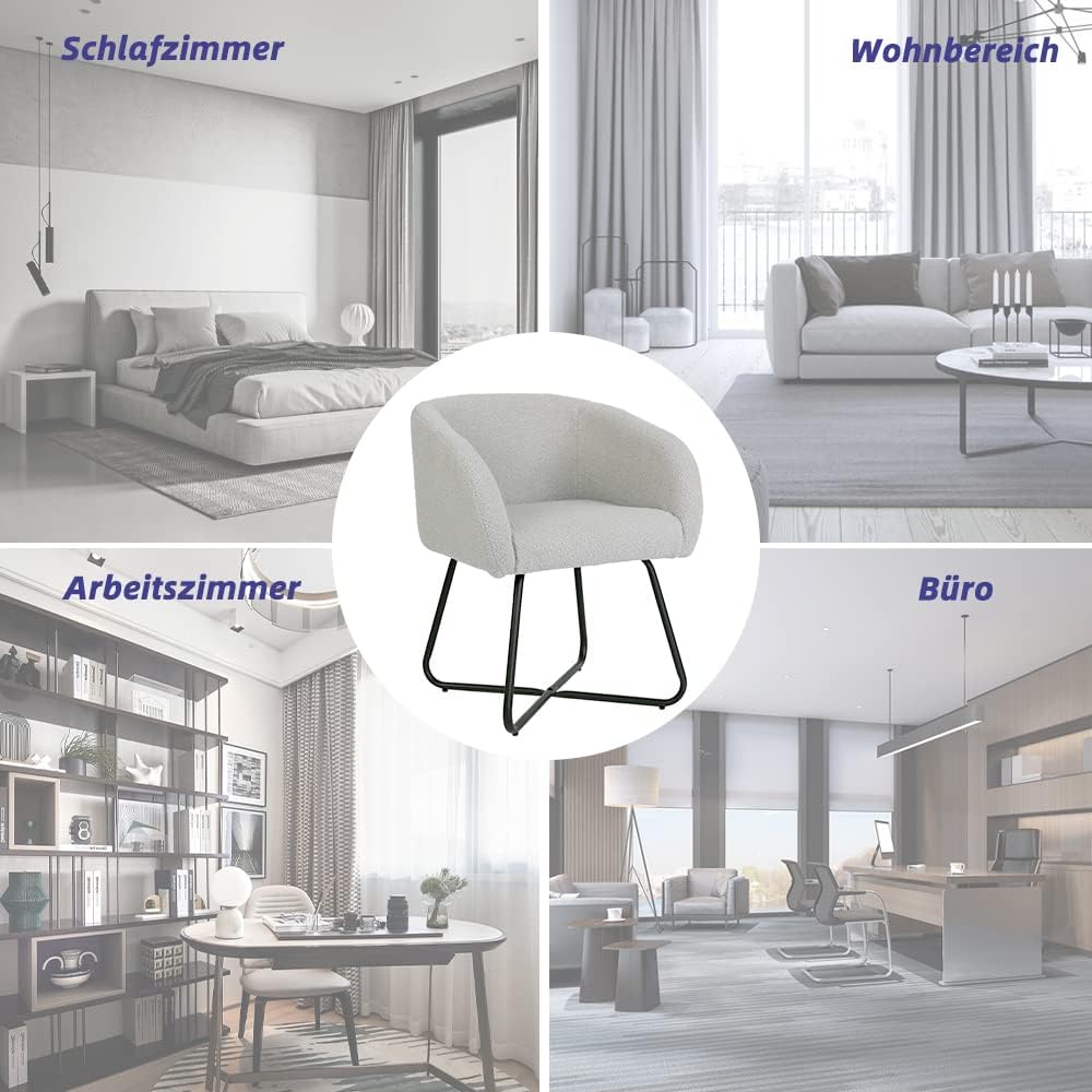 Mingone Sessel Kleine Loungesessel Cocktailsessel Modern Einzelsofa Lammwolle Designer Polstersessel