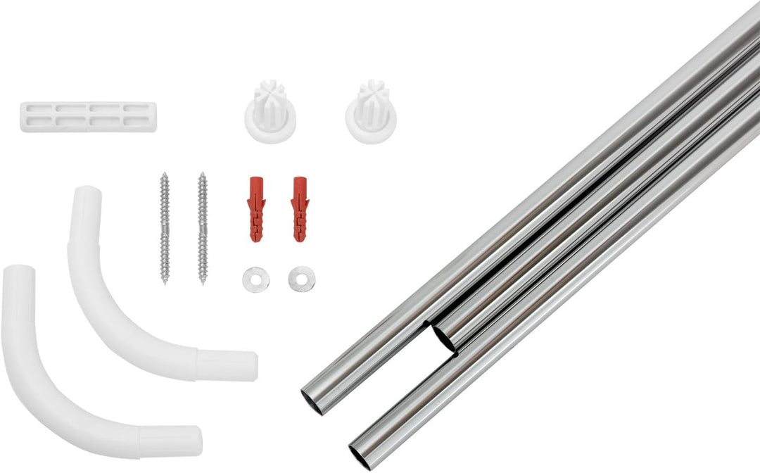 RIDDER 159500 Winkelstange, Universalwinkelstange, Duschvorhangstange, Ø 20 mm, Aluminium, poliert Ø