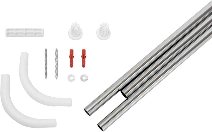 RIDDER 159500 Winkelstange, Universalwinkelstange, Duschvorhangstange, Ø 20 mm, Aluminium, poliert Ø