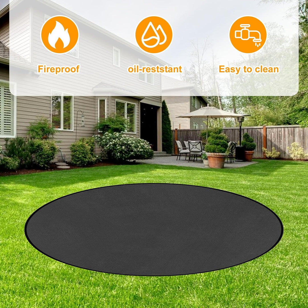 Rund Feuerfeste Unterlage, 97x97cm Feuerschutzmatte, 1093°C Feuerschalenmatte, 3 Schicht Aussenberei