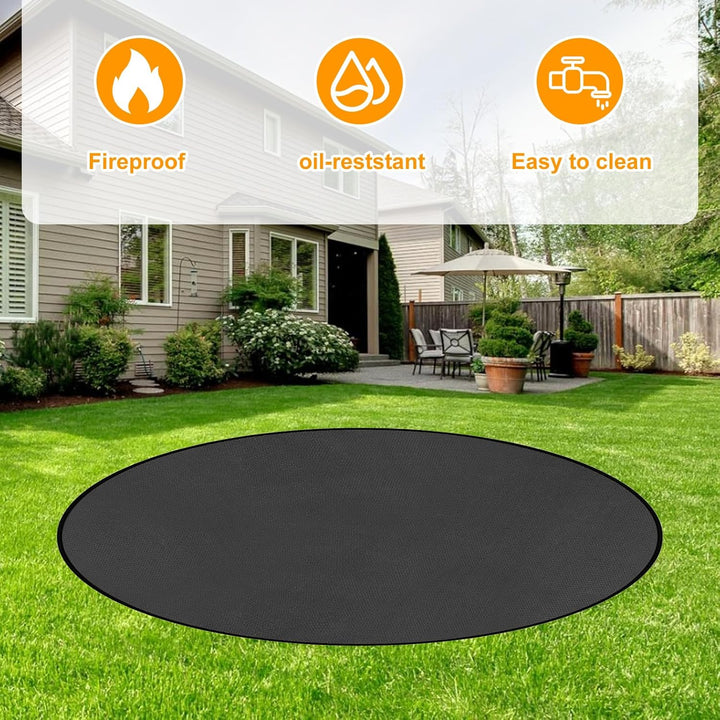 Rund Feuerfeste Unterlage, 97x97cm Feuerschutzmatte, 1093°C Feuerschalenmatte, 3 Schicht Aussenberei