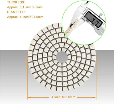 SPTA 15pcs Diamant nass Polierscheiben Set, 4-Zoll-Pads für Granit Stein Beton Marmor Bodenschleifer