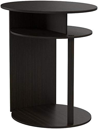 Furinno JAYA Ovaler Beistelltisch mit moderen Design (2er Set), Holz, Walnuss/Schwarz, 39.37 x 48 x