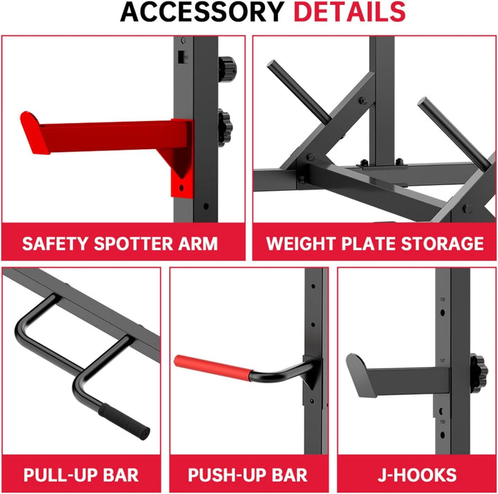 Multifunktionales Kniebeugen-Rack mit Klimmzugstange, voll verstellbare Kraftstation, 300 kg Tragkra