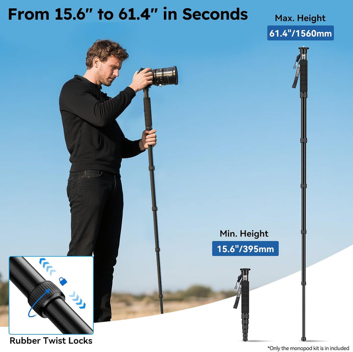 SIRUI AM-306M Camera Kamera Reise Einbeinstativ Monopod Aluminium (Höhe: 155cm, Traglast: 10kg, Gewi
