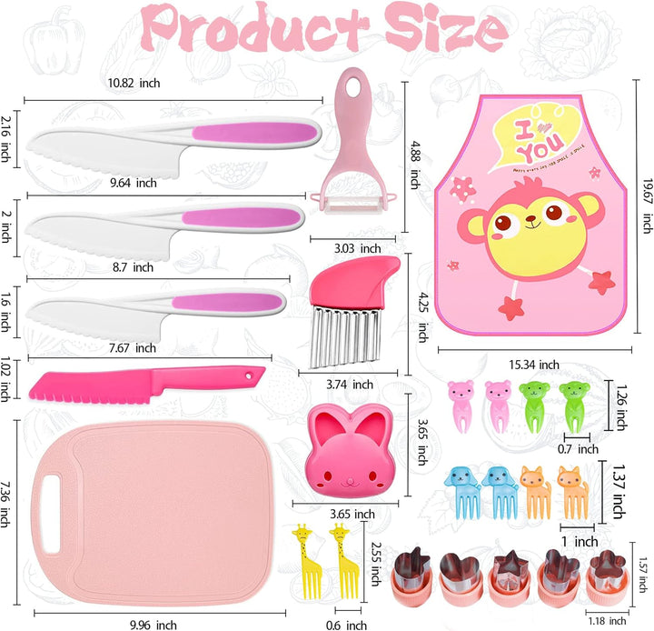 FIRITHYC Kinder-Küchenmesser-Set, Kinder-Messer-Set enthalten gezackte Kanten Kunststoff Kleinkind M