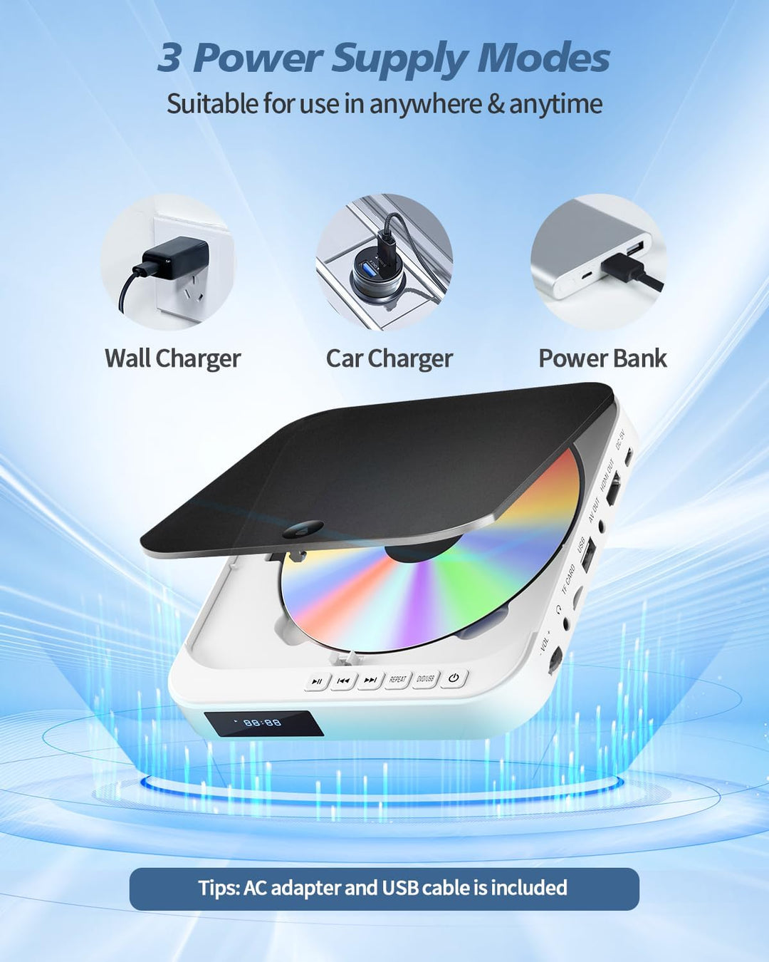 Mini-DVD-Player HDMI, kleine DVD-Player, grau