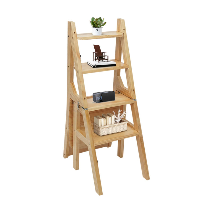 Leiterstuhl, 34x44,5x87 cm Klappbarer Bibliotheksleiter, Klappbarer Bibliotheksstuhl, Klappbarer 4-s