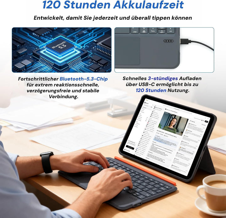 Tastaturhülle für iPad Pro 12,9" (3., 4., 5., 6. Gen.) und iPad Air 13" (M4/M3/M2,2026/2025/2024) –