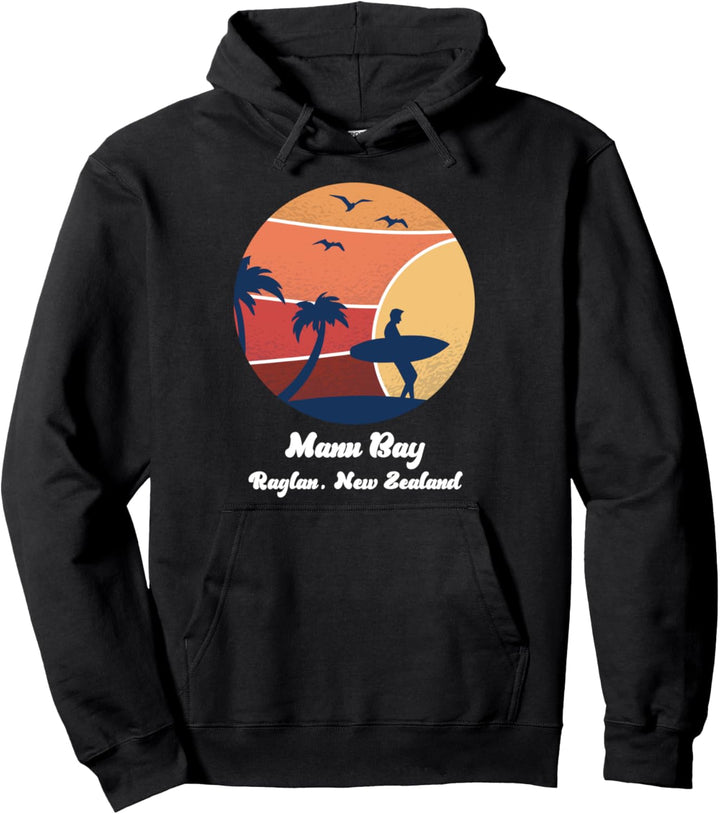 Manu Bay Raglan New Zealand Surfen Vintage Surf Beach Sun Pullover Hoodie
