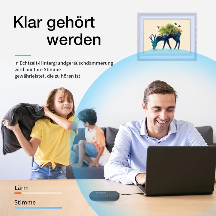 USB Konferenzlautsprecher mit Mikrofon für Home Office-Anrufe, Konferenzmikrofon mit Smarter Stimmfi